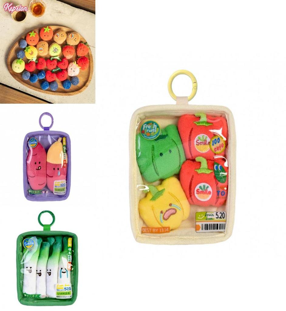 Roztomilý kreslený talíř zeleniny a ovoce plyšový přívěsek pro děti a sběratele
