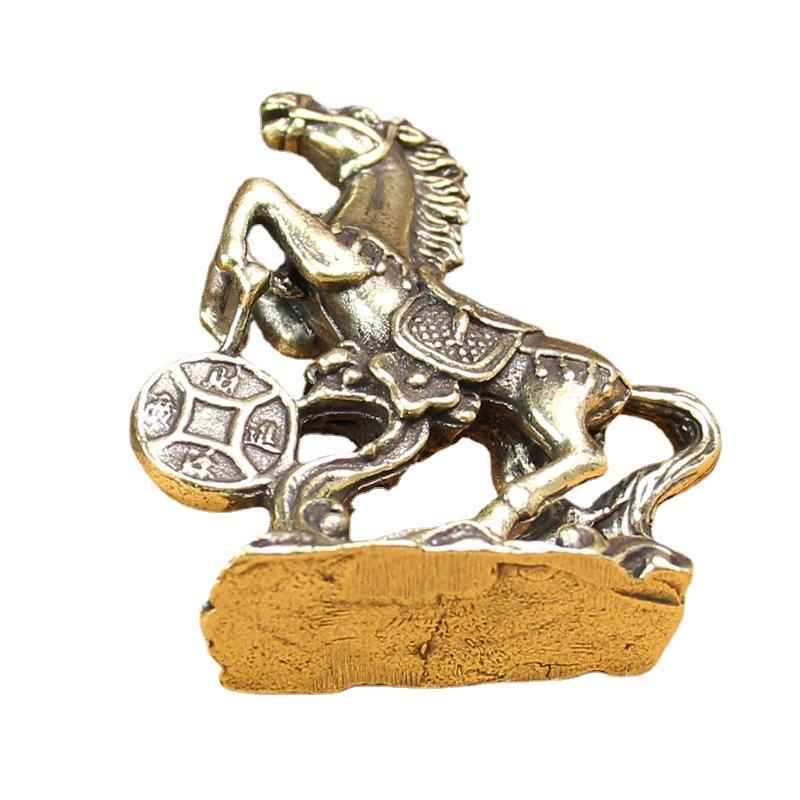 Pure Copper Horse Ornament Brass Solid Recruit Rice Into BMW Desktop Handicrafts Ornament Antique Bronze Small Gift
