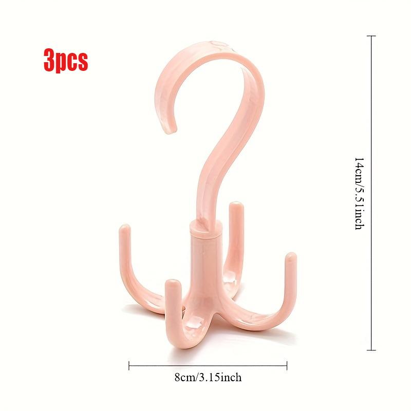 

360-Degree Rotating Hook Hanger, Multi-Functional Four-Claw Wardrobe Organizer for Bags, Ties, and Belts - Durable Storage Rack