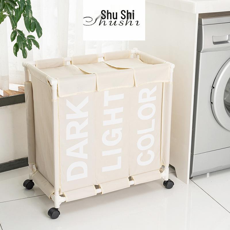 

Wheeled 3-Compartment Laundry Basket: Stylish, Moisture-Proof & Foldable Hamper with Oxford Cloth