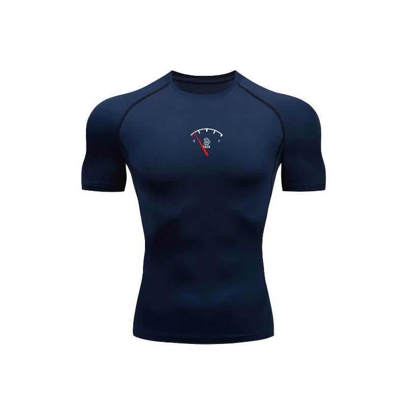 Men's Chest Speedometer Print Compression Shirt High Elasticity Moisture Wicking Bodybuilding Sportswear