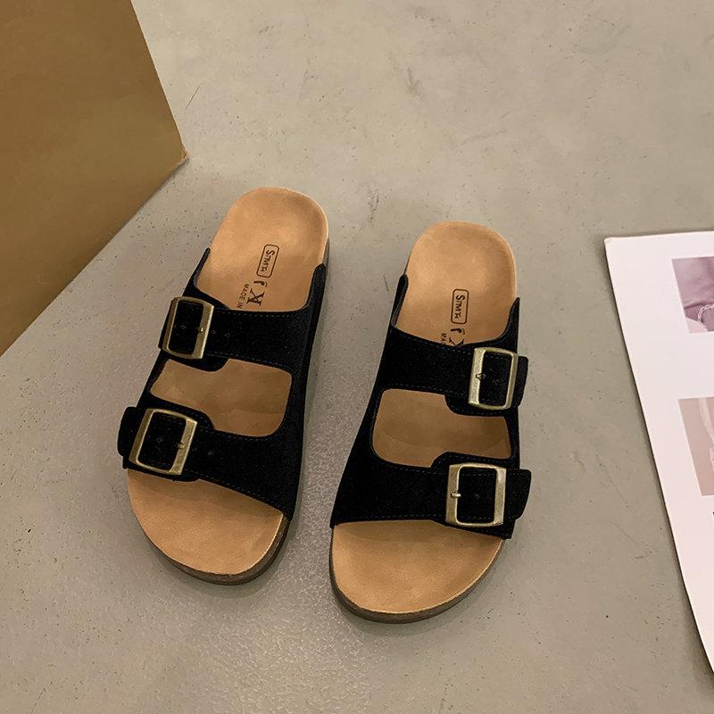 Sommer vielseitige Damen Schuhe Mode Internet Berühmtheit Strandschuhe Meer ein Wort Pantoletten lässig Urlaub flache Hausschuhe Außenbekleidung