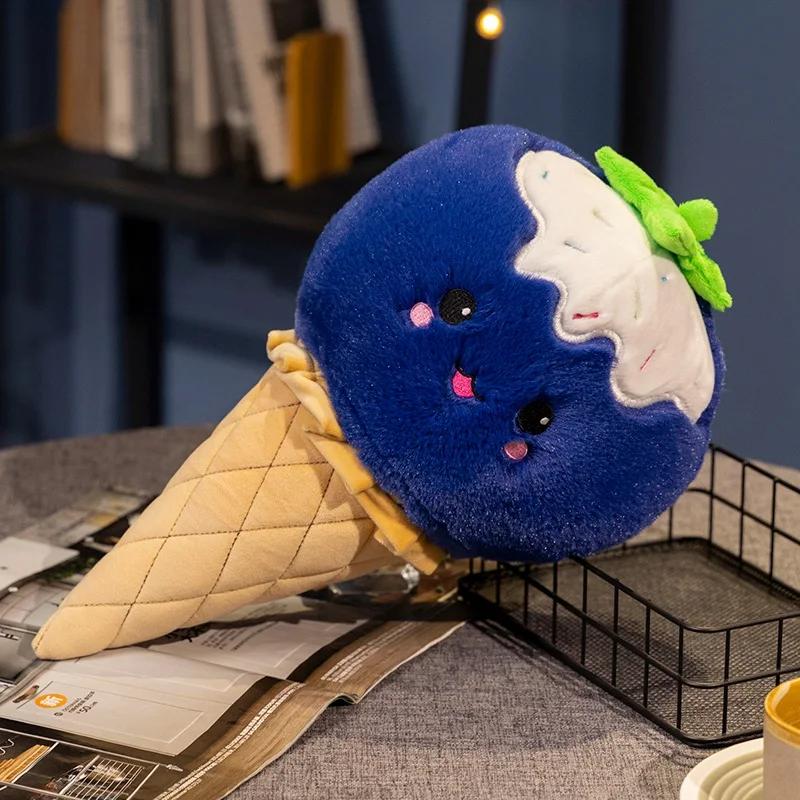 

Мультфільм Морозиво Плюшева іграшка Фарширована їжа Закуски Морозиво Конус Подушка Подушка Дитяча лялька Каваї Прикраса кімнати Подарунок на день народження 40cm синій