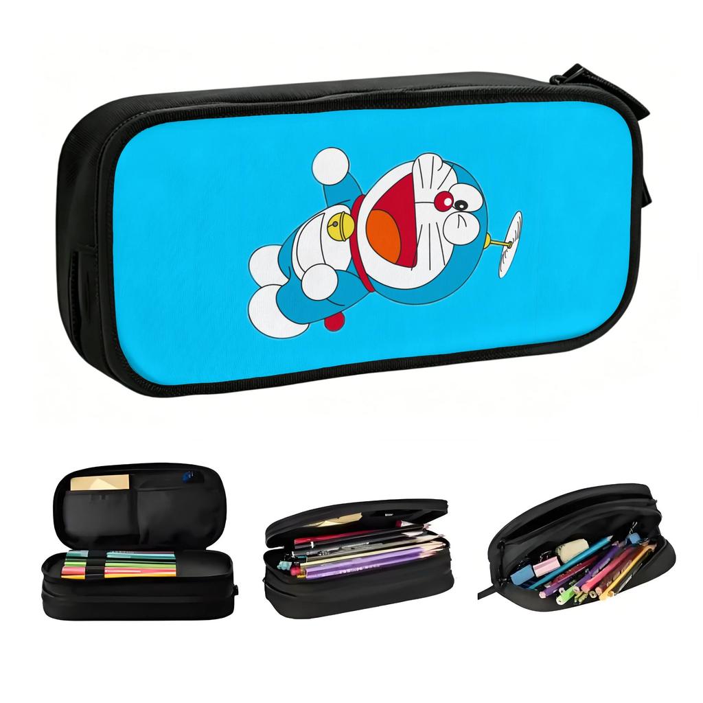 D-Doraemon Cartoon Robot Cat Pencil Case for Boy Girl Big Capacity Anime Cute Pen Bag Box Stationery