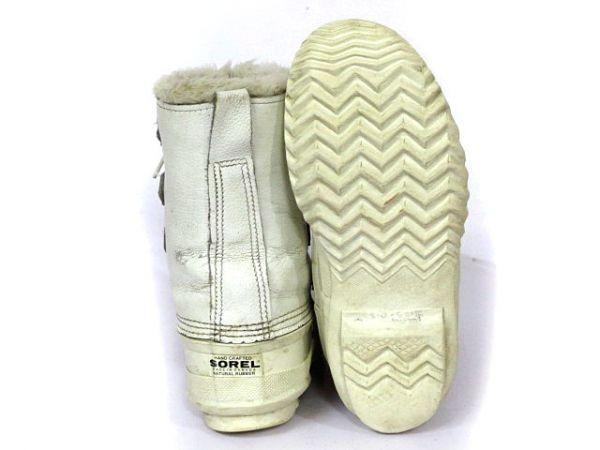 Vintage Made In Canada / SOREL Heavy Leather Snow Boots White /24.5-25.5cm/(USED)