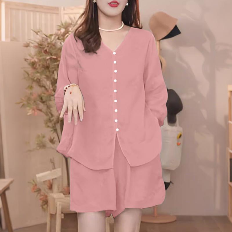 ZANZEA Women 3/4 Sleeve Blouse and Shorts Summer Two Piece Suit Sets