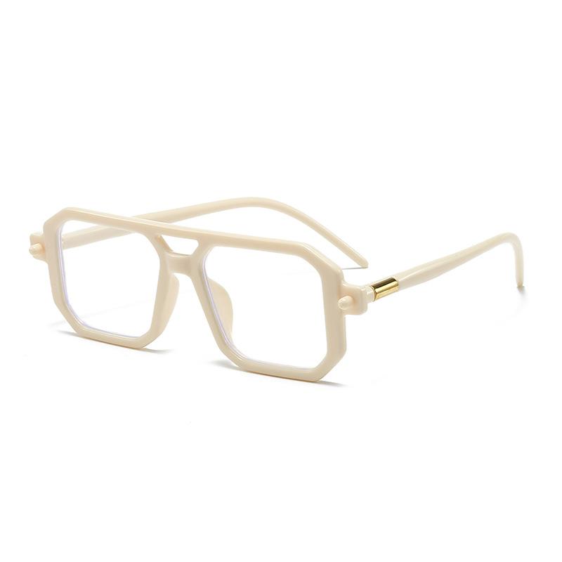 

Ladies Double Beam Glasses Frame Retro Anti Blue Light Eyeglasses Fashionable And Versatile Flat Light Eyewear 1PC