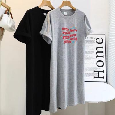 A New Korean-style Short-sleeved T-shirt Dress for Pregnant Women In Summer, A Loose Over-the-knee Long Dress and A Simple and Fashionable Dress