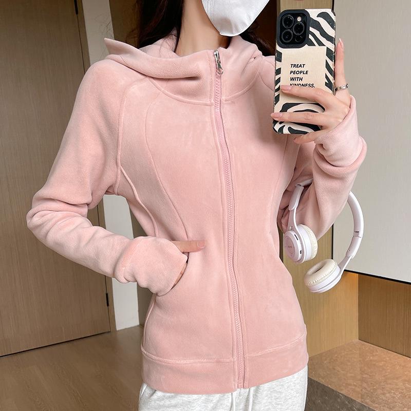 Women's Slim Fit Polar Fleece Hoodie - Double-Faced, Thickened Sports Cardigan for Autumn & Winter