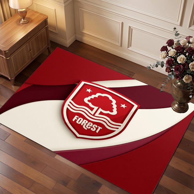 Nottingham Forest Football Print Crystal Velvet Rug, Comfortable Water Absorbent Non Slip Indoor Floor Carpet
