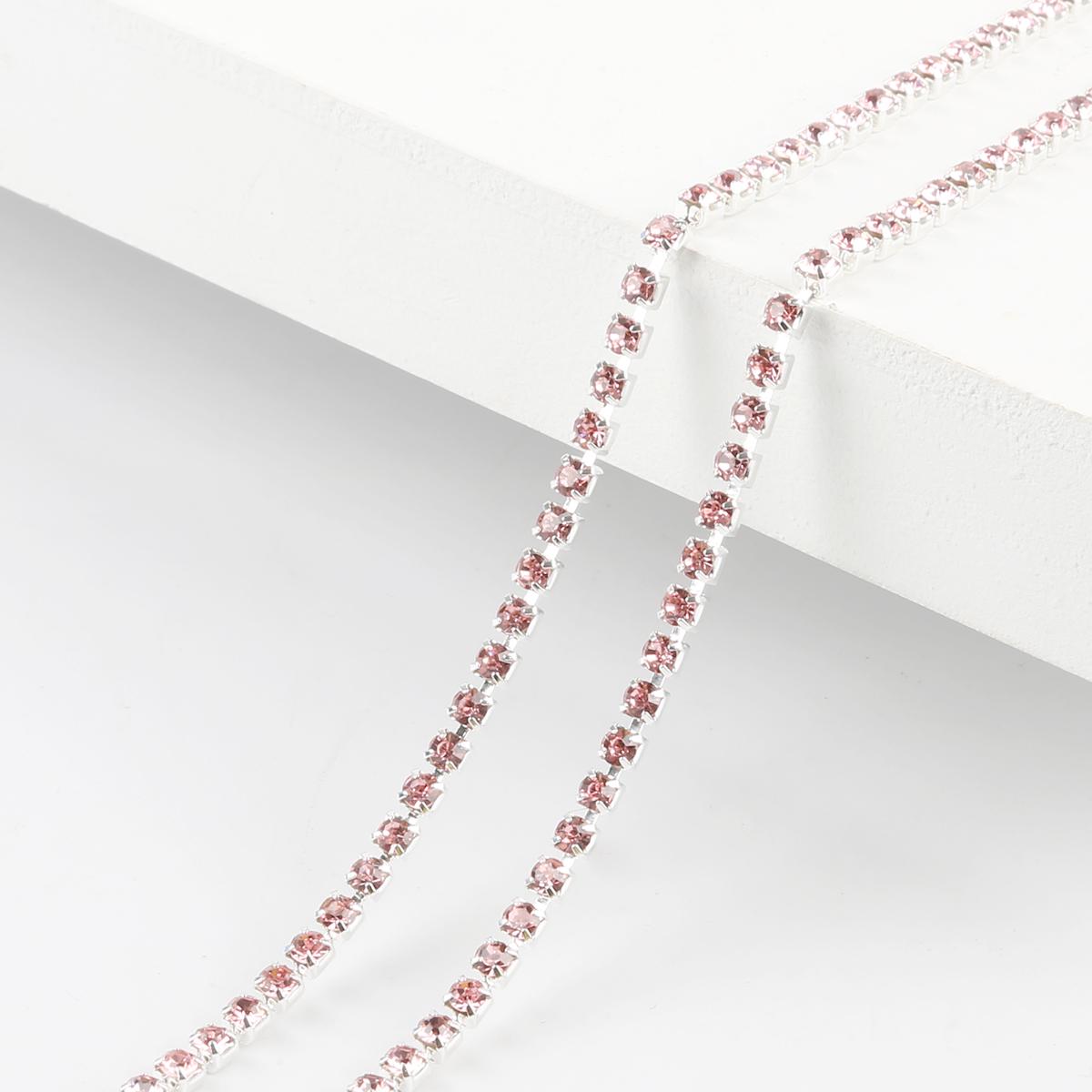 

Цепочка со стразами плотности 1 м, пришитая на клею серебряная основа, отделка стразами, аксессуары для самостоятельного изготовления SS6.5 Width 2.0MM