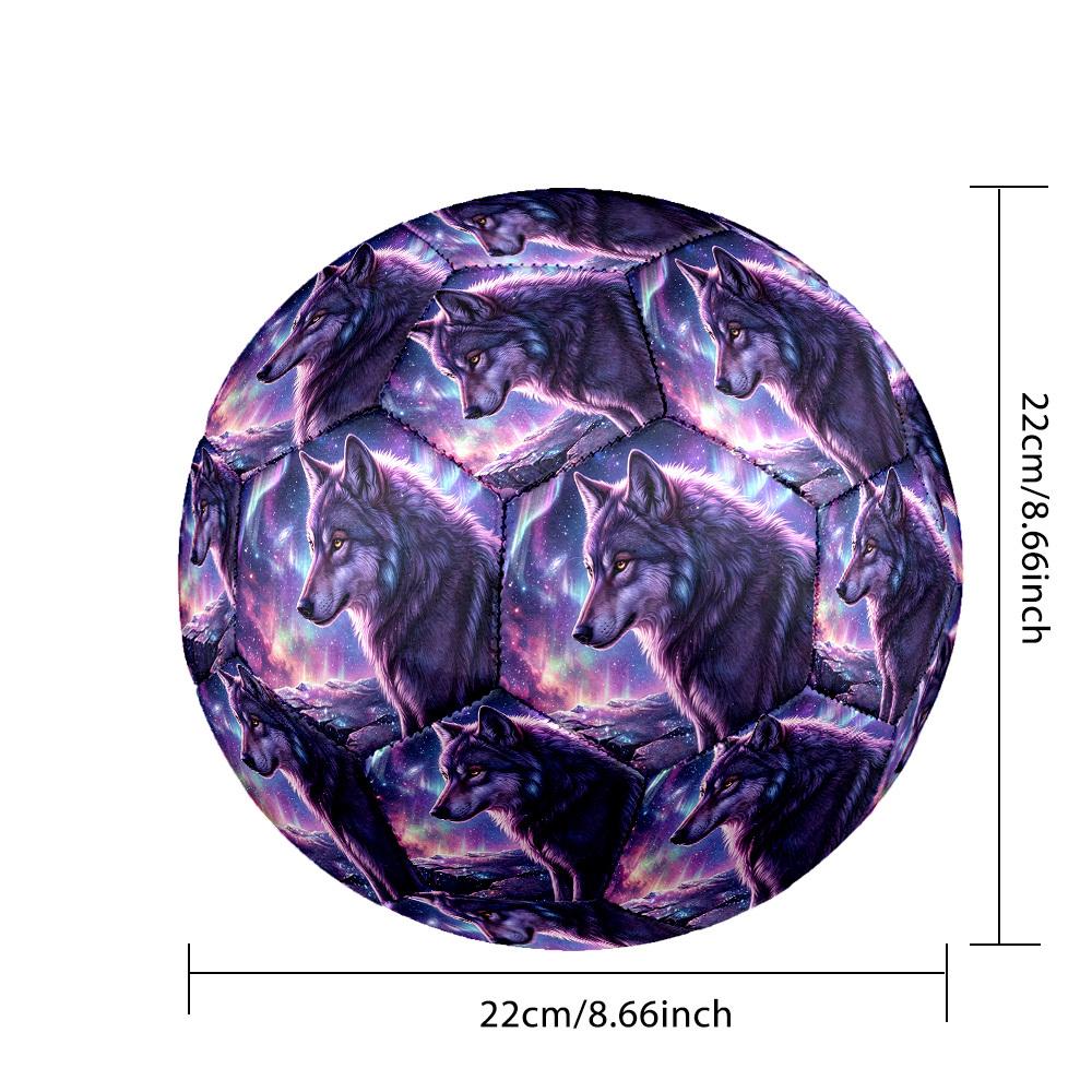 1pc Wolf Aurora Fantasy Theme Soccer Ball Football, Size 5, Lightweight PVC, Outdoor Training Soccer Ball,Sports Gift T61451