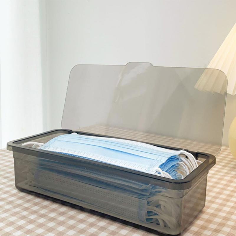 Masken-Aufbewahrungsbox Staubdicht Transparent Schreibtisch-Ordnung Kleinteile-Aufbewahrungsbox
