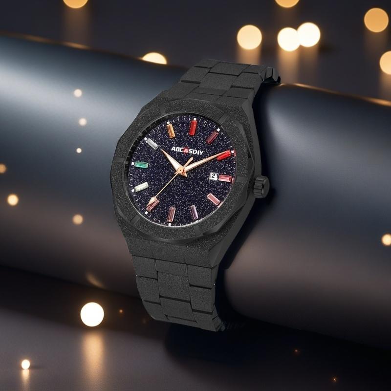 Waterproof Quartz Wristwatches Luxury All Stainless Steel Paul Rich Style Hip Hop Luminous Star Dust Frosted Watch