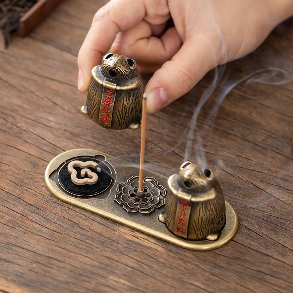 Creative Chinese Style Incense Burner Zinc Alloy Vertical Incense Holder Good Symbolism Accessories Incense Burning Gifts