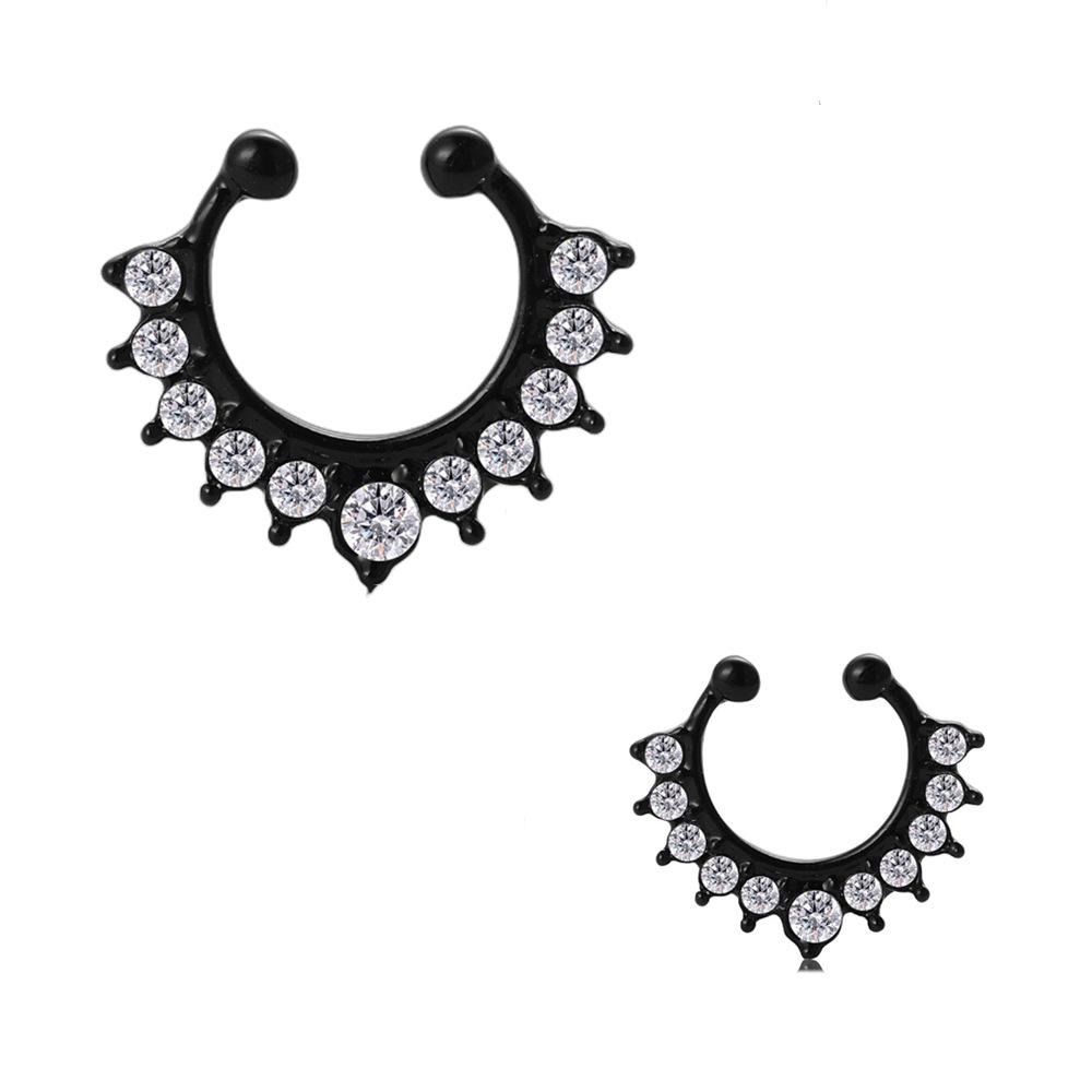 Alloy Diamond Faux Nose Ring Jewelry with No-Hole Clip Design