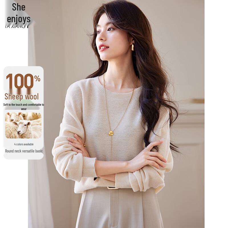 

Women s 100% Pure Wool Round Neck Sweater