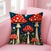 Mushroom Illustrations Cushion Cover Natural Linen Pillow Case Double-Sided Print Decorative Sofa Pillowcase Home Decor Gift