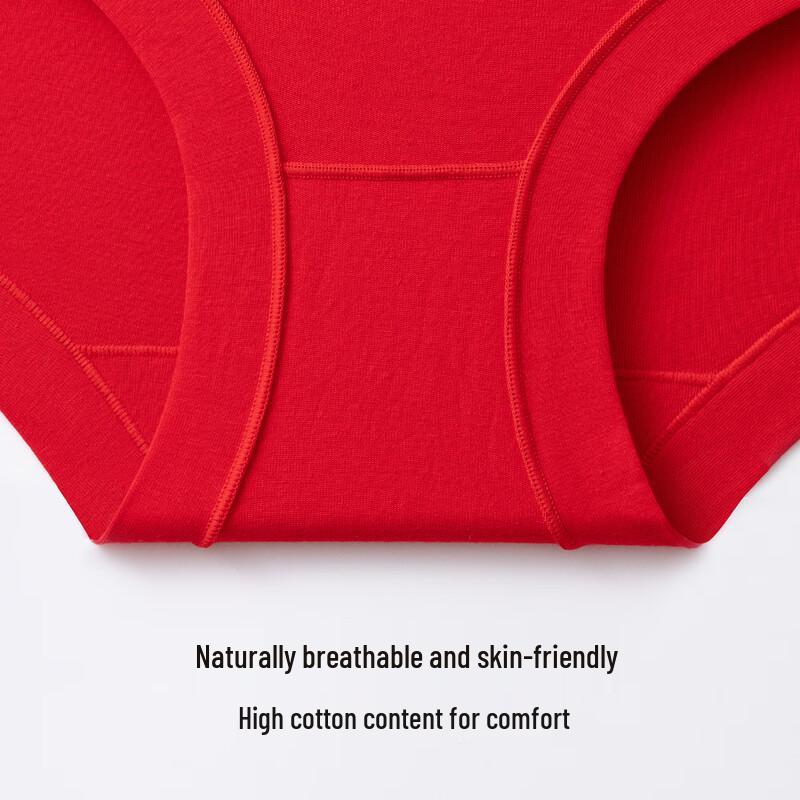 Ding Guagua Women's Cotton Lucky Red Briefs 3-Pack