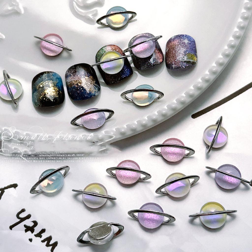 Planet Nail Art Charms Saturns Shape Nail Rhinestones Gems Crystal 3D Nail Art Decoration Metal Nail Studs Nail Jewelry