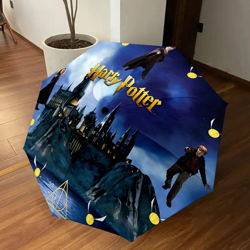 1PC Harry Potter Deathly Hallows Umbrella-8-Rib Reinforced, Automatic Open, Lightweight & Durable, Cute Fashion Accessory for Outdoor, D2637