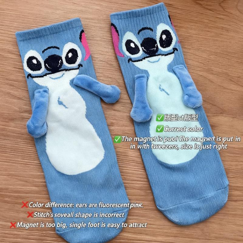Stitch Magnet Hand In Hand Sock Cartoon Fun Fashion Soft Comfortable Creative Adults Children Christmas Stocking Toy Gift