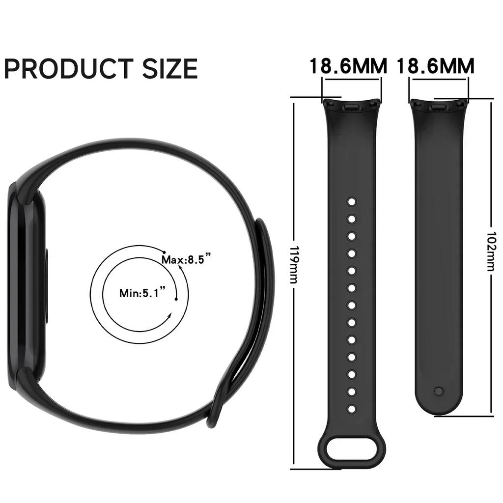 Silicone Strap for Xiaomi Mi Band 9 8 Strap NFC Sports Rubber Bracelet Wristband Pulseira Correa Smart for Mi Band 8/9 Accessory
