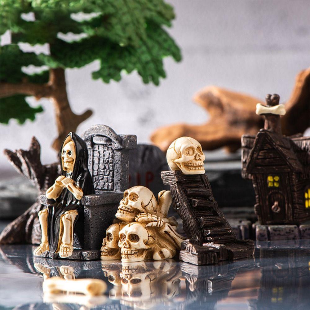 Mini Halloween Small Ornaments Cartoon Resin Festival Ornaments Tombston Ornaments Desktop