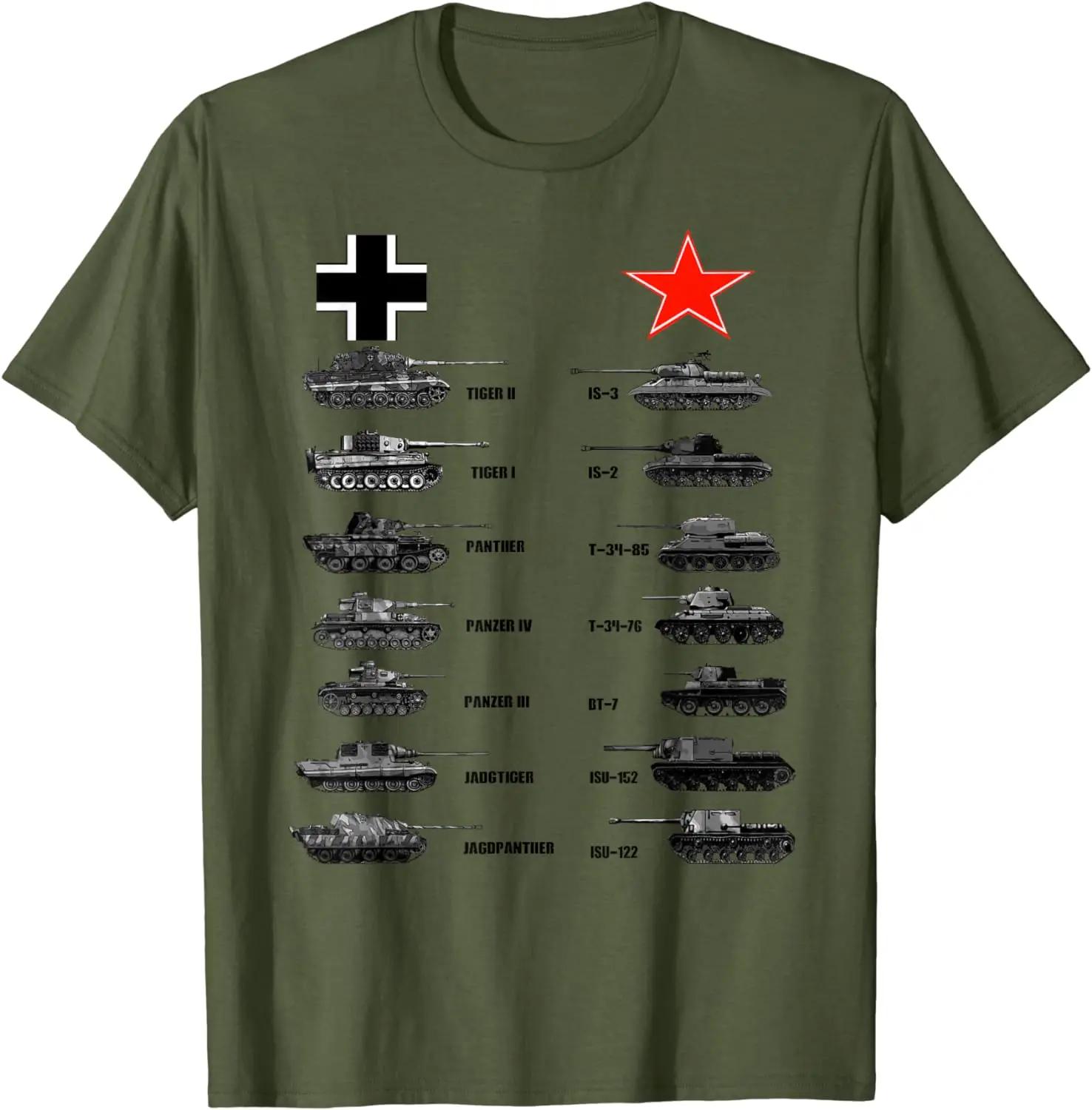 

WWII German Tiger Panzer Soviet IS3 T34 Tanks TShirt 100 Cotton ONeck Summer Short Sleeve Casual Mens Tshirt Size S3XL 4XL