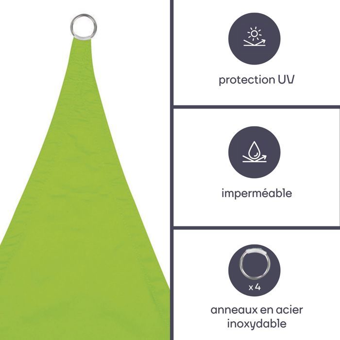Voile d'ombrage carrée provence outillage - vert - 5 x 5 m - tissu aéré hydrofuge - protection anti-uv