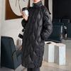 Down Padded Jacket Women's Mid-length Stand-up Collar Winter Korean Version Shiny Over-the-knee Padded Jacket Large Size Loose Solid Color Coats