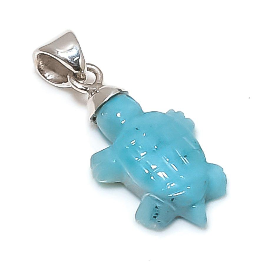 

Natural Larimar Gemstone Handmade 925 Sterling Silver Jewelry Pendant 1.10 K9o24