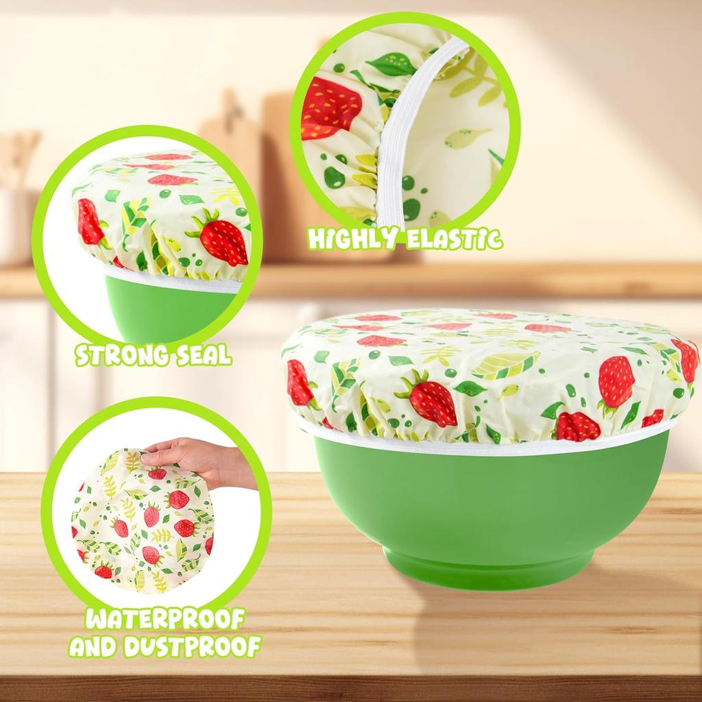 4 Pack Reble Bowl Covers for Bread Proofing, Washable Cotton Stretchable Bowl Covers, 6/8 /10/12 Inch Washable Bowl Covers for Bread Proofing