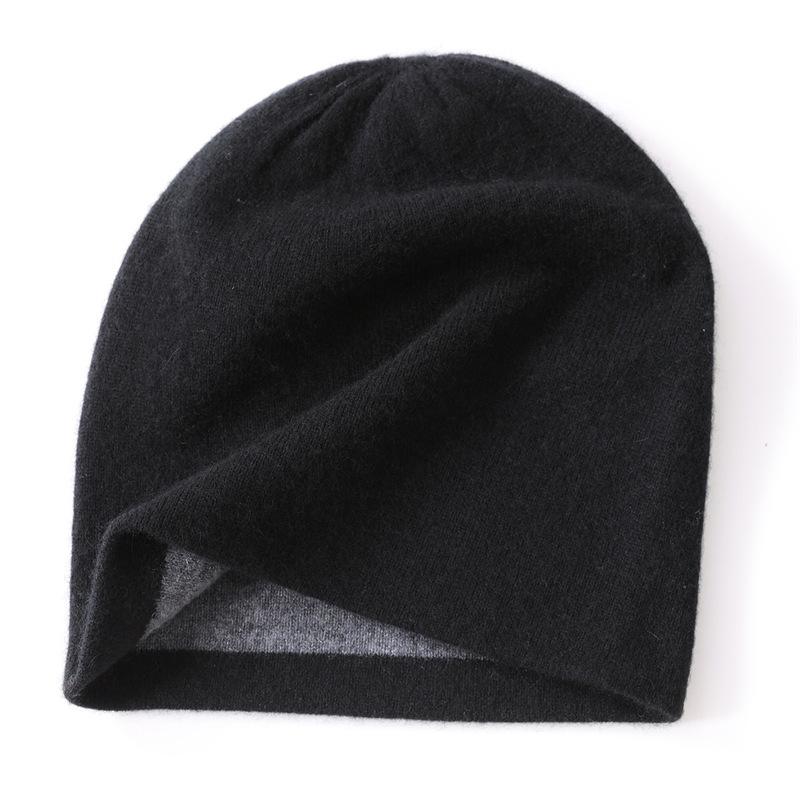 First-Line Seamless Cashmere Knit Hat: 2025 Autumn/Winter, Thick Double-Layer, Flat Ear Protection, Warm & Soft.