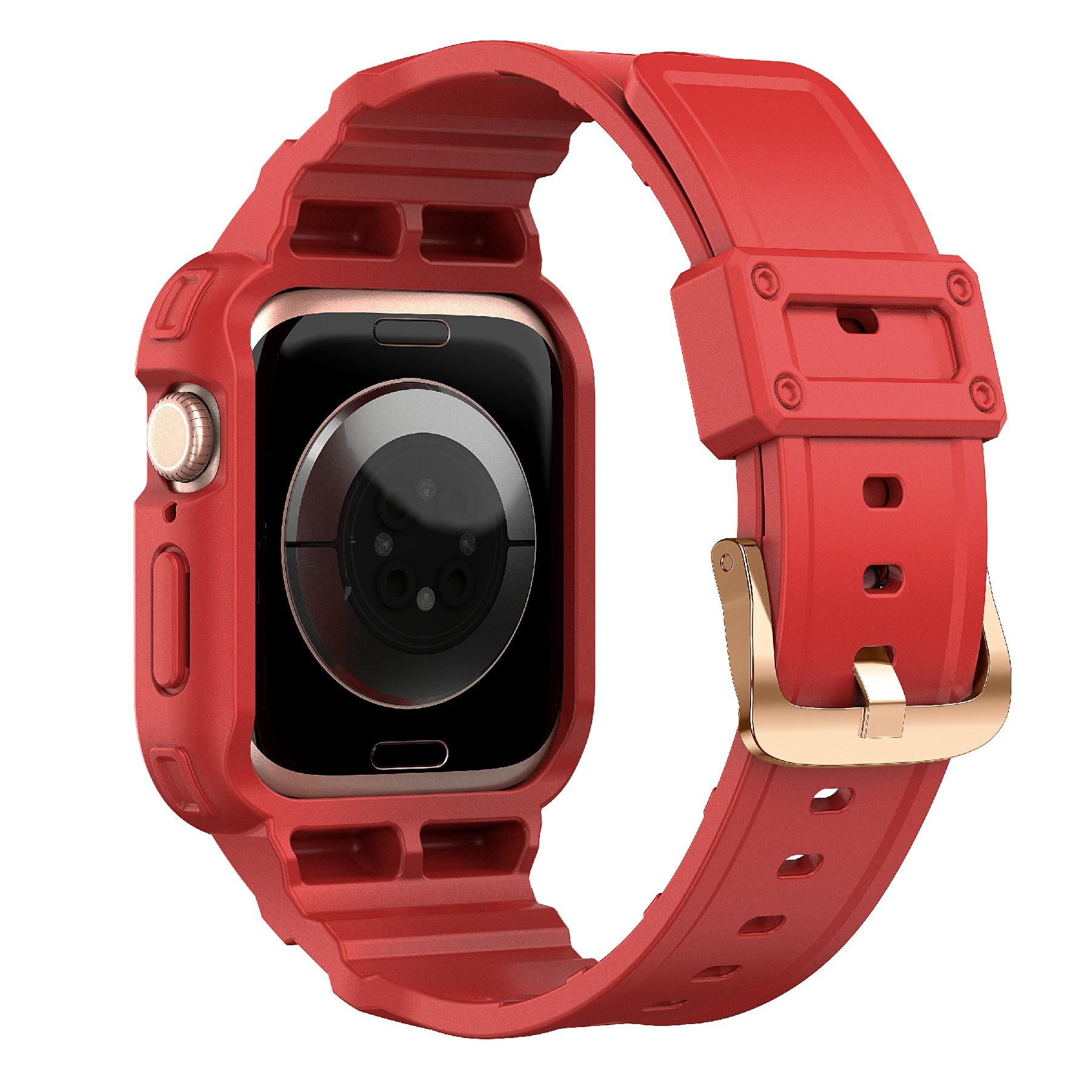 

Для Apple Watch Series 10 42мм ТПУ Суцільний Колір Цілісний Ремінець для Годинника із Захисним Чохлом Red