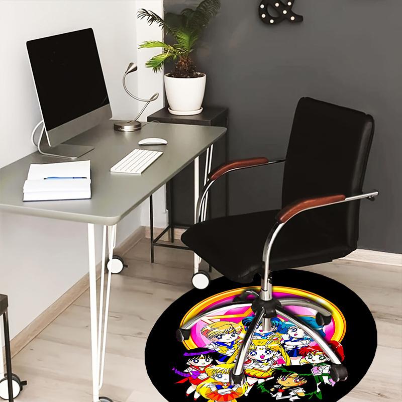 

1pc Sailor Moon Characters Group Round carpet, Made of Polyester,Perfect for Decorating Office Chairs, Living Rooms, A Vibrant Decorative Rug 80cm