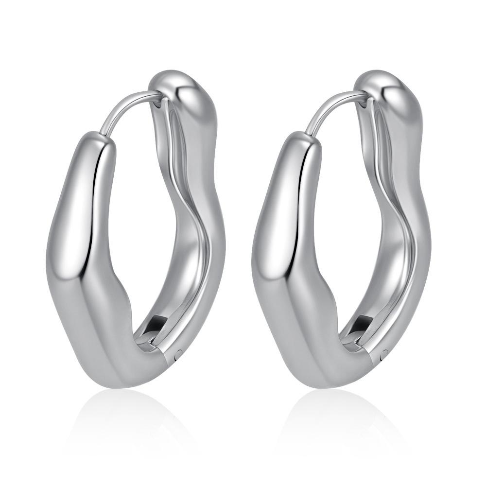 

European and American e-commerce stainless steel earrings retro Hong Kong style simple irregular elegant commuting versatile temperament
