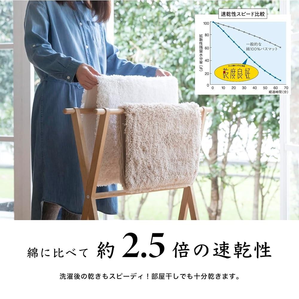 OKA Dry Good D Nature Bath Mat 45cm x 65cm Dark Gray (Absorbent Quick-Dry Washable Non-Slip)