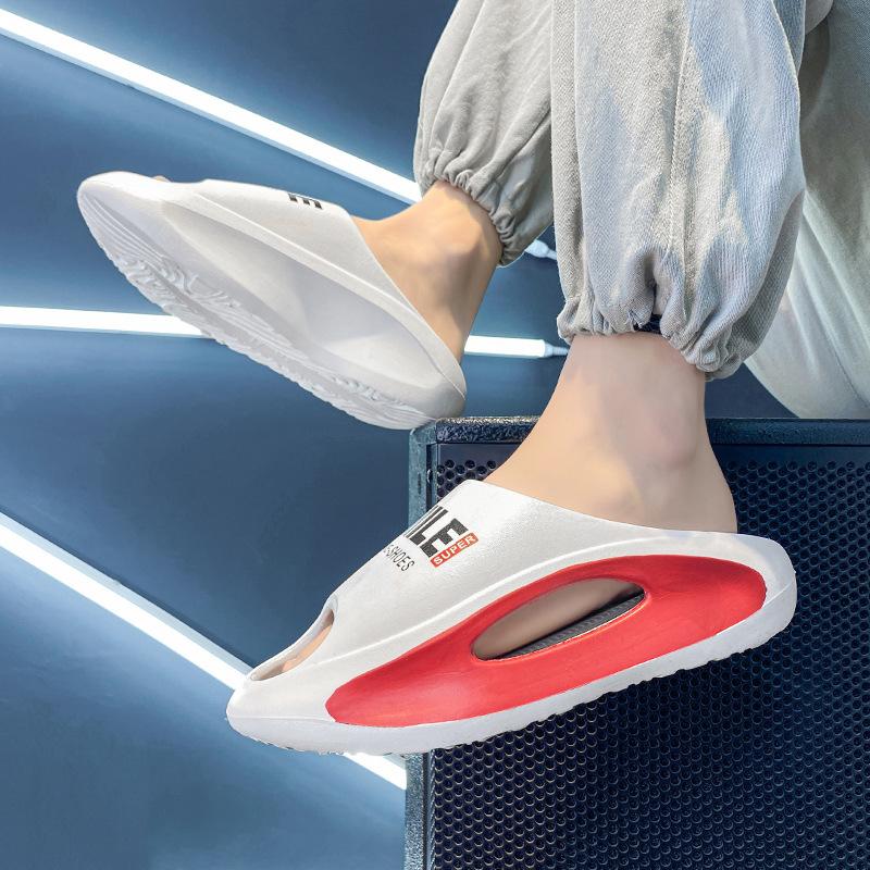 Slippers for Men's Summer New Style Anti-skid Thick Sole Sandals with Hollowed Out Comfortable Casual Beach Shoes
