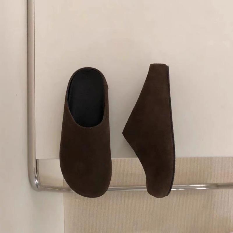 

Цельная коровья кожа~ Новые кожаные шлепанцы на платформе, женские шлепанцы-полусабо, крутые шлепанцы 40