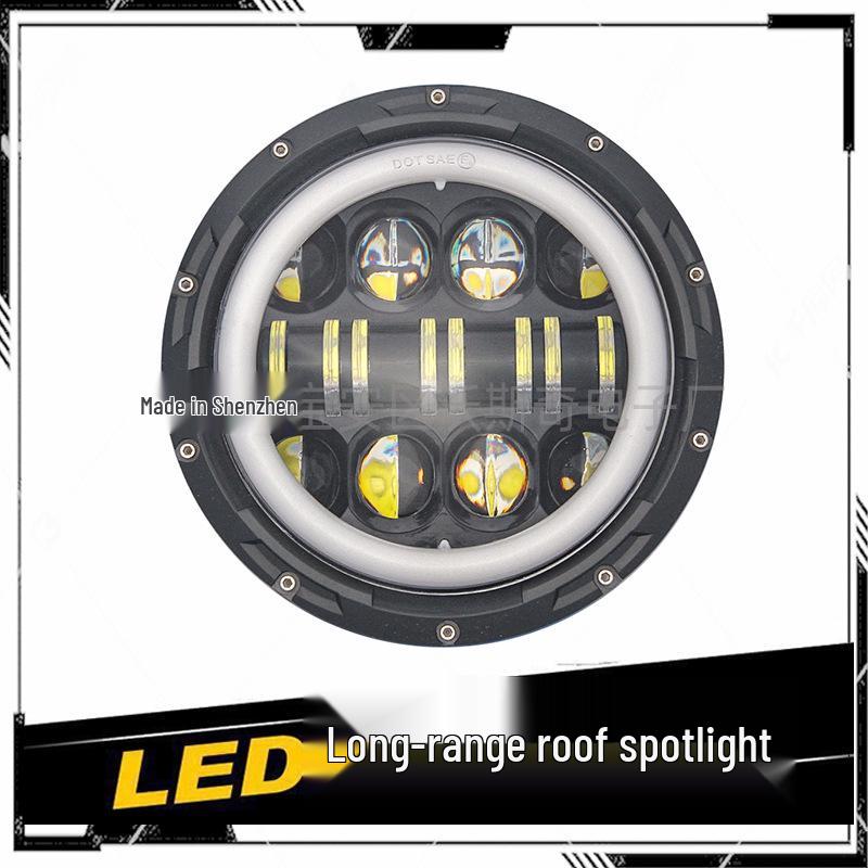 In-Stock 7-Inch 80W Super Bright LED Headlight with White & Yellow DRL for Jeep/Harley - High/Low Beam