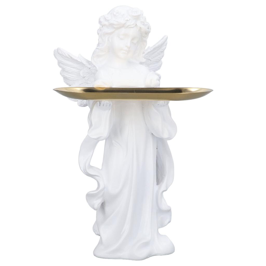 Engelfigur Synthetisches Harz Dekorative Schmuckaufbewahrung Engels-Skulptur mit Legierungsablage für