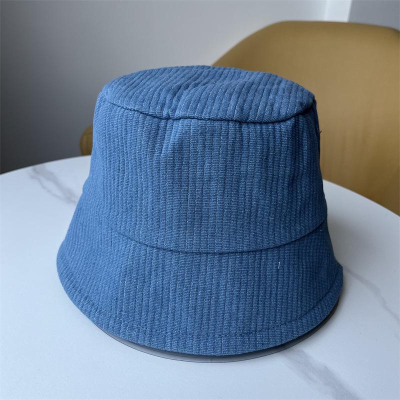 Four seasons denim bucket hat female face small plain face cover basin hat micro horn bucket hat outdoor sun hat