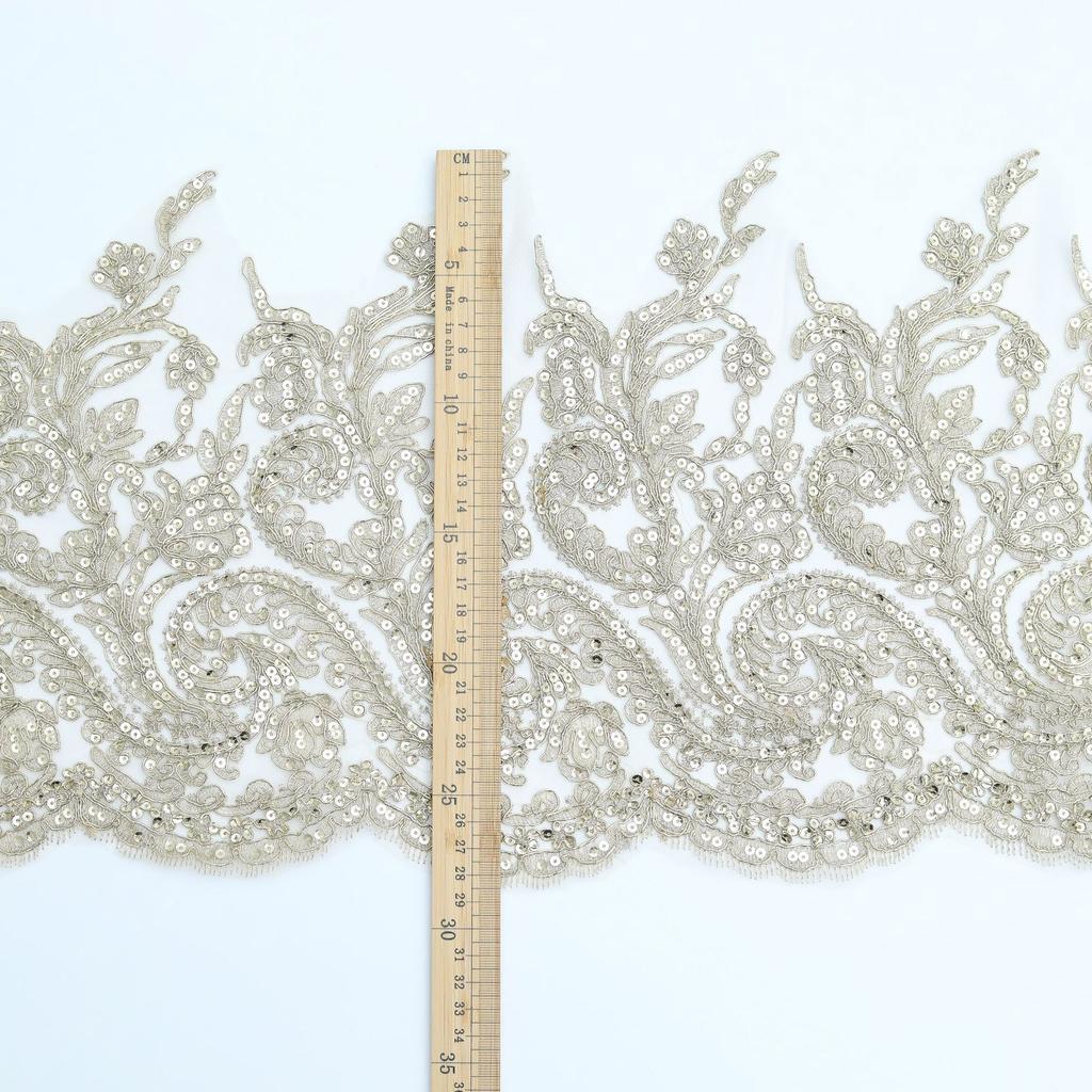 Gold Bone Rope Mesh Bottom Car Bone Bead Lace 28Cm Car Bone Mesh Yarn Bead Lace Embroidery Lace Accessories