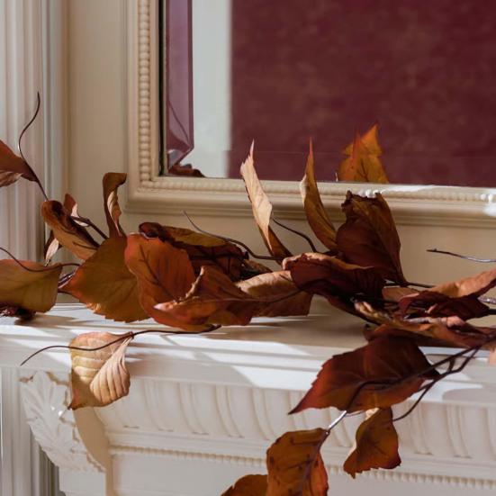 1/2Pcs 600CM Artificial Magnolia Leaf Garland UV Resistant Fall Thanksgiving Day Harvest Festival Mantle Porch Indoor Outdoor Decoration