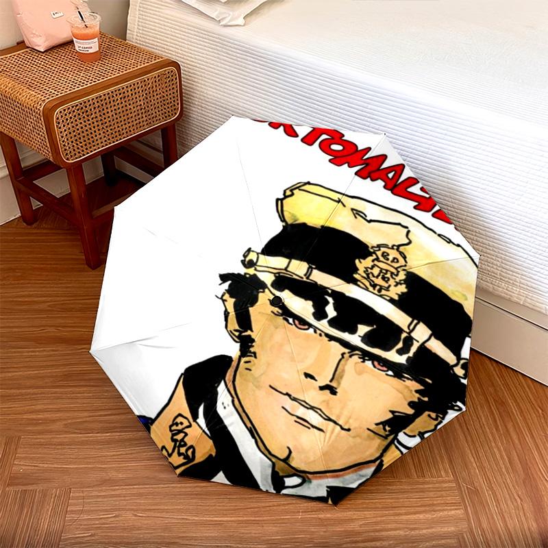 1 Stück Automatischer Faltregenschirm - Corto Maltese Muster, Tragbares & Faltbares Design mit 8 Speichen, Weihnachts-Geburtstagsgeschenke