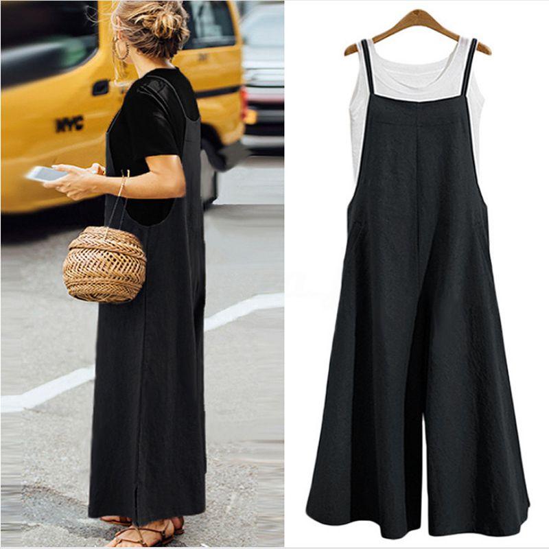 Tuta Elegante da Donna a Gamba Larga Regolabile con Design a Spalline per uno Stile Estivo Senza Sforzo