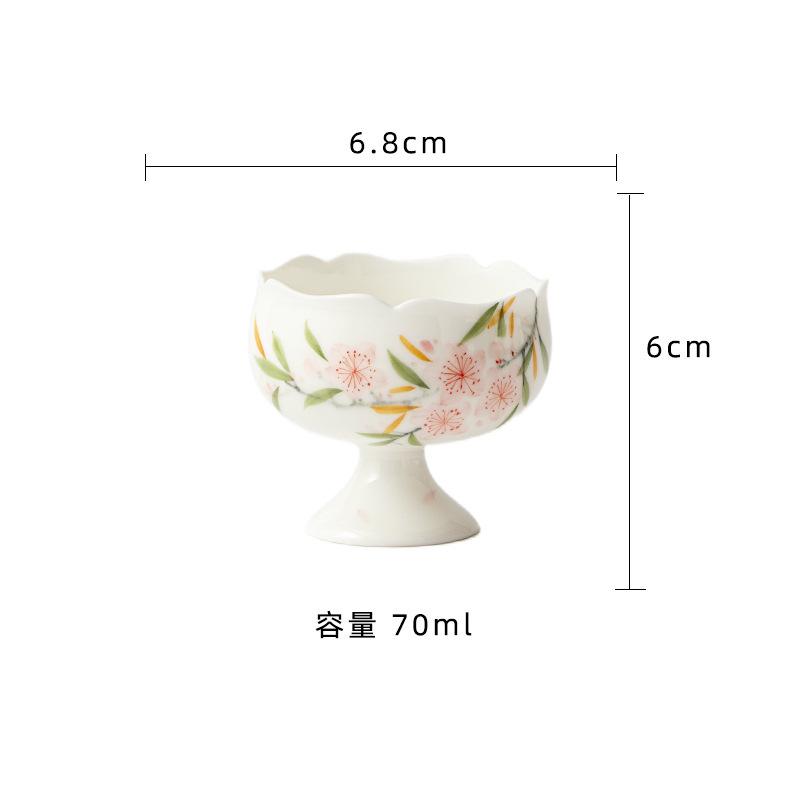 

2pc/lot Hand-painted Peach Blossom Teacup Antique Tea Bowl Water Jug Tea-tasting Fragrance Cup Chazhan Master Cups Tea Set 70ml