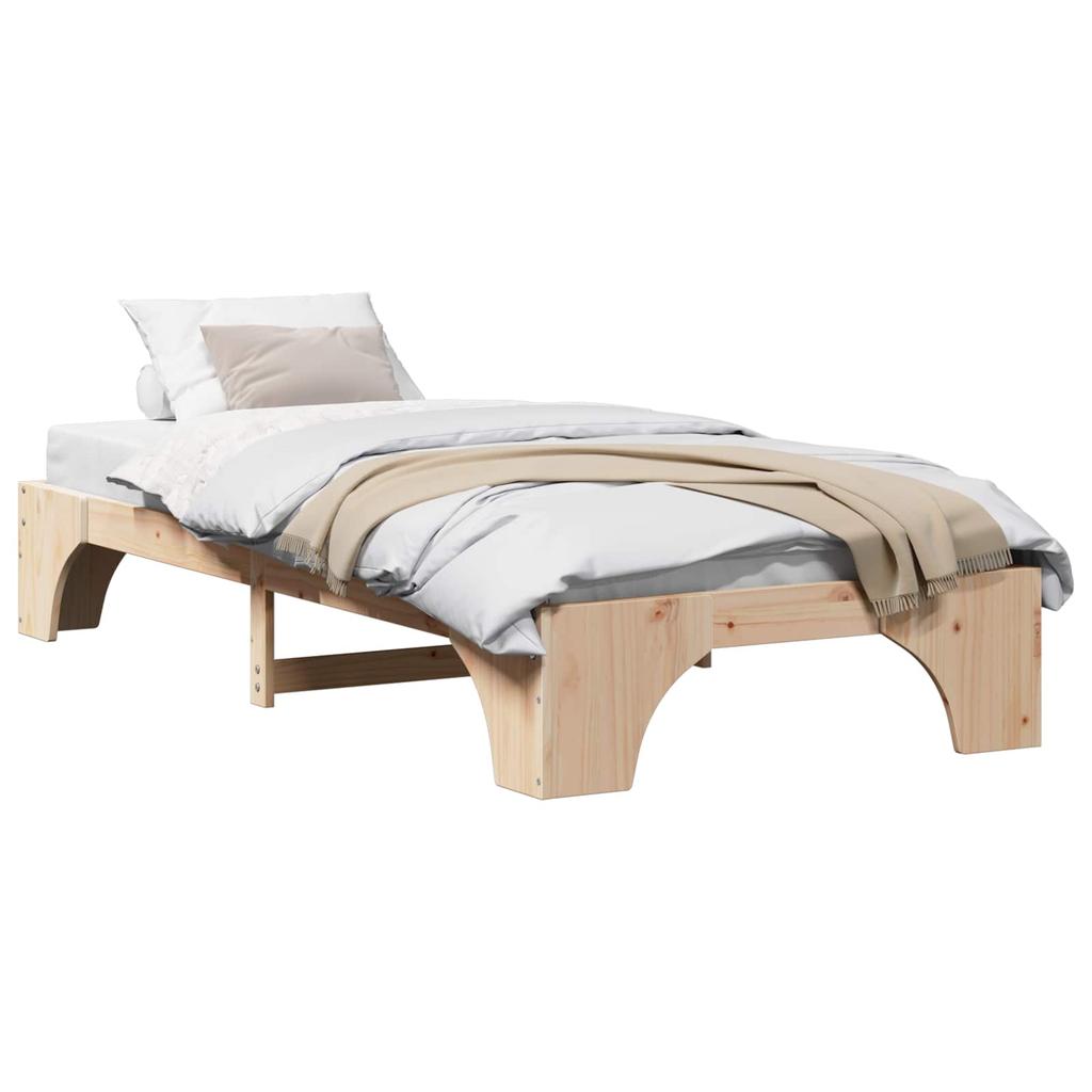 Natural Bed Frame 75 x 190 cm Solid Pine Wood