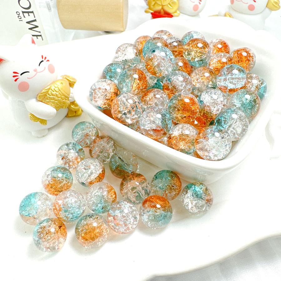 10mm Crackle Glass Round Beads, Loose Spacer Beads DIY Accessories for Bracelet Making 50pcs